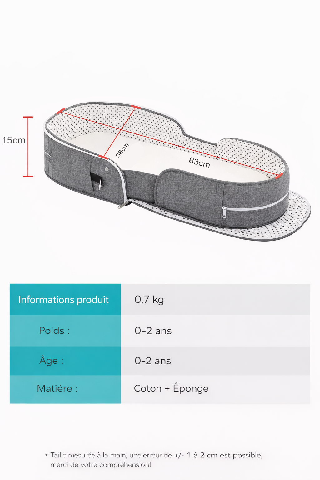 Berceau de transport bébé avec moustiquaire