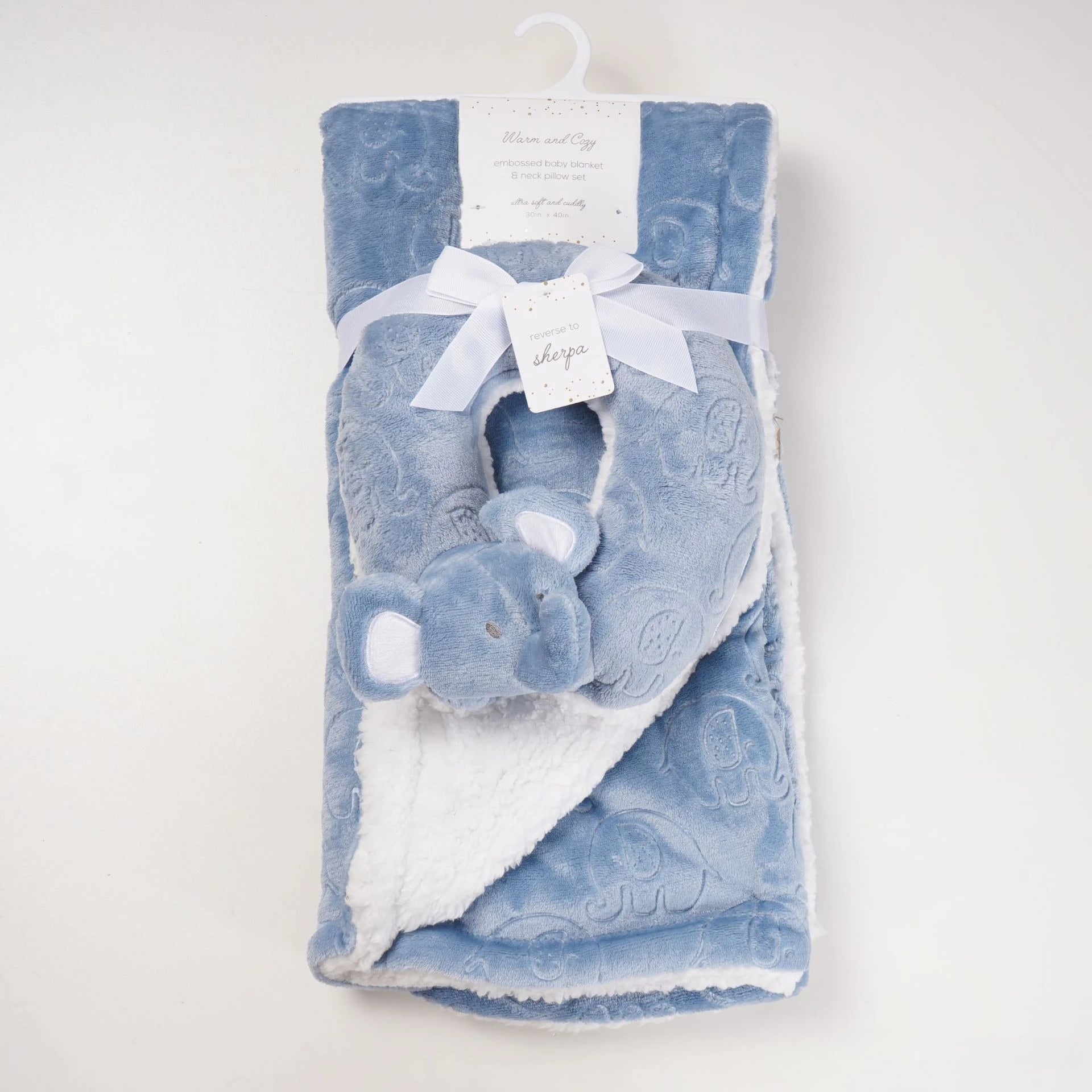 Couverture + mini coussin de voyage bébé Eléphant