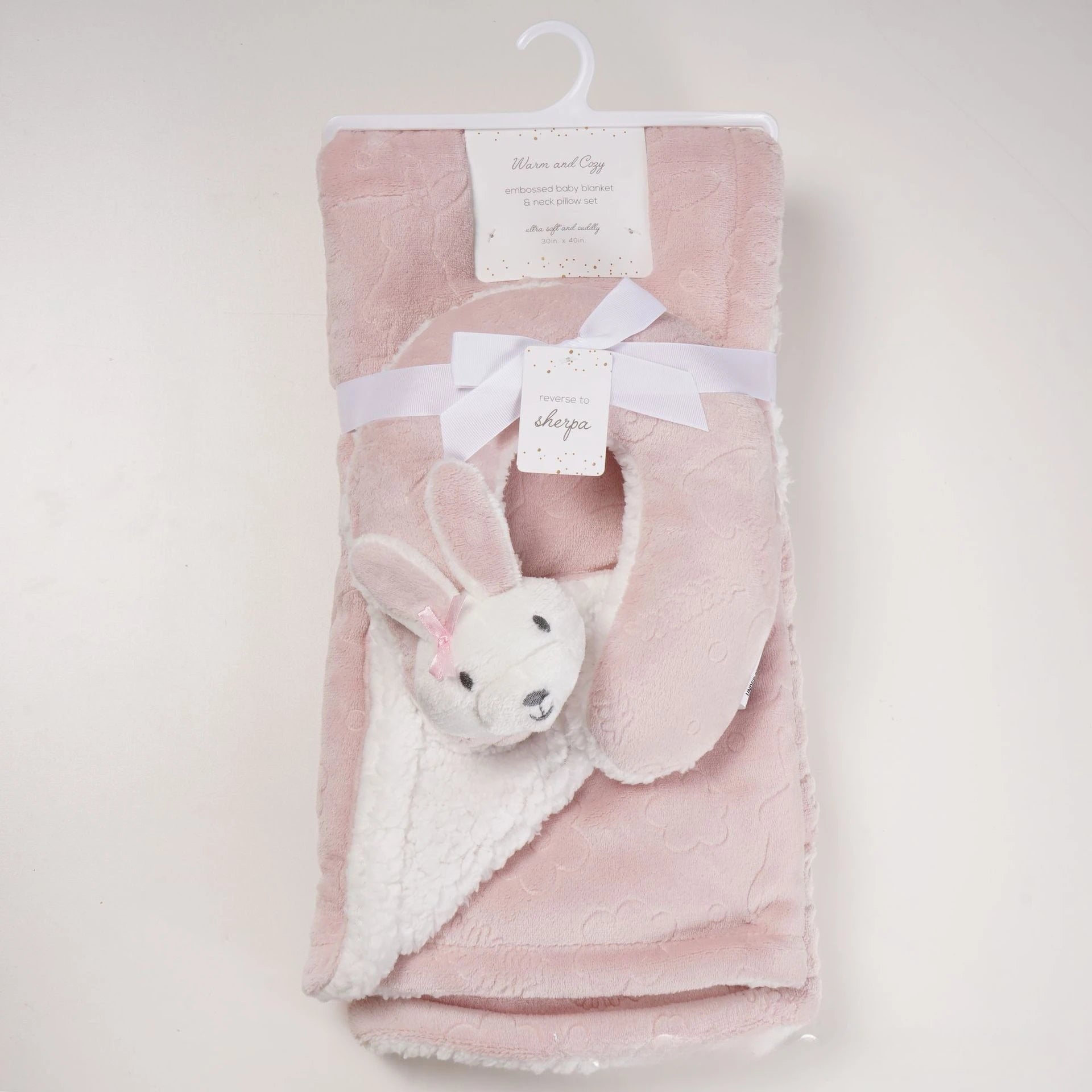 Couverture + mini coussin de voyage bébé Lapin