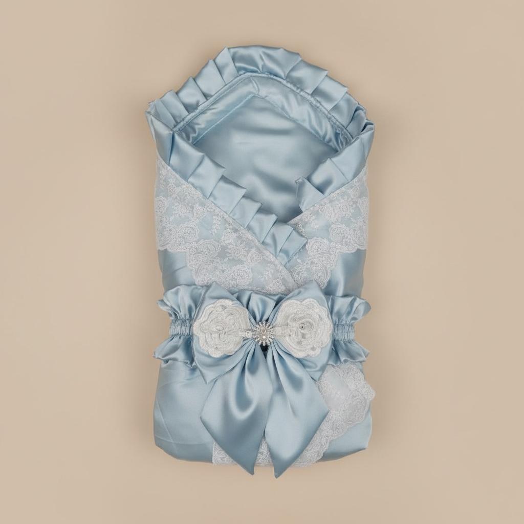 Nid d'ange naissance - Satinée et bleu