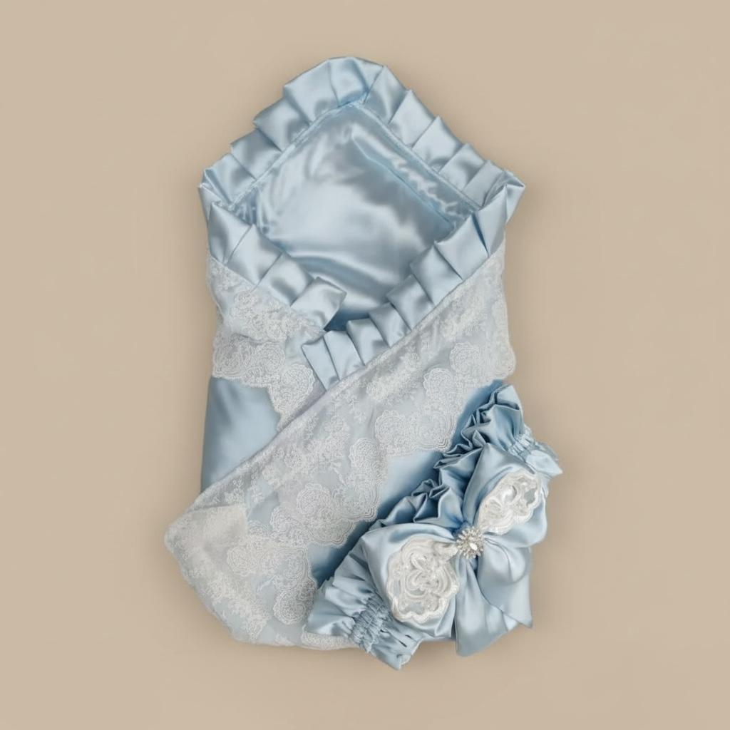 Nid d'ange naissance - Satinée et bleu